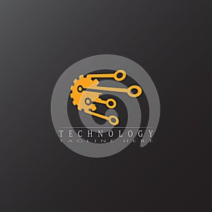 Technology icon template, creative vector logo design, connection, illustration elements