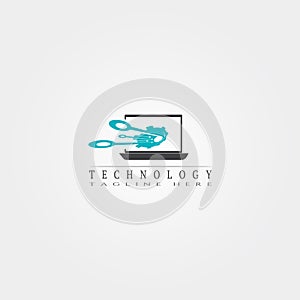 Technology icon template, creative vector logo design, connection, illustration elements