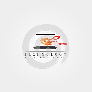 Technology icon template, creative vector logo design, connection, illustration elements