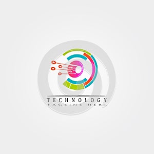 Technology icon template, creative vector logo design, connection, illustration elements