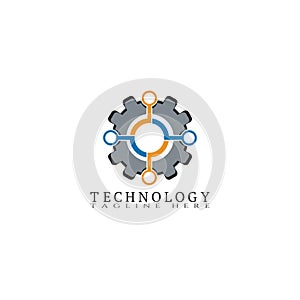 Technology icon template, Creative vector logo design,industrial emblem, gear,illustration element