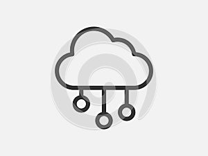 Technology icon vector cloud computing connection. Big data global server. Line design symbol
