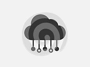 Technology icon vector cloud computing connection. Big data global server. Line design symbol
