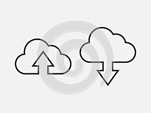 Technology icon vector cloud computing connection. Big data global server. Line design symbol