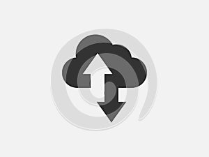 Technology icon vector cloud computing connection. Big data global server. Line design symbol