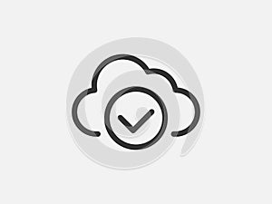 Technology icon vector cloud computing connection. Big data global server. Line design symbol