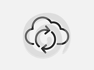 Technology icon vector cloud computing connection. Big data global server. Line design symbol