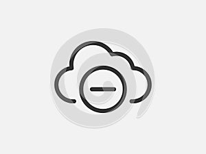 Technology icon vector cloud computing connection. Big data global server. Line design symbol