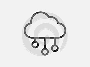 Technology icon vector cloud computing connection. Big data global server. Line design symbol