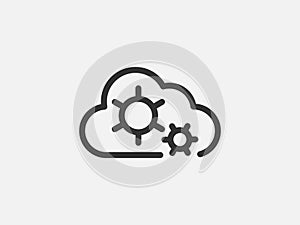 Technology icon vector cloud computing connection. Big data global server. Line design symbol