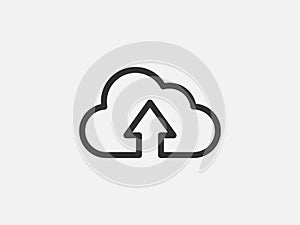 Technology icon vector cloud computing connection. Big data global server. Line design symbol