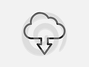 Technology icon vector cloud computing connection. Big data global server. Line design symbol