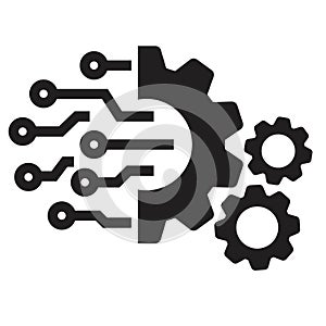Technology icon vector, gear circuit symbol