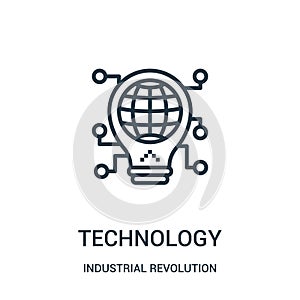 technology icon vector from industrial revolution collection. Thin line technology outline icon vector illustration