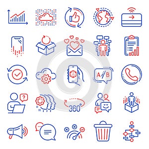 Technology icons set. Included icon as 360 degrees, Refresh like, Smartphone recovery. Vector