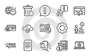 Technology icons set. Included icon as Cloud computing, Education, Online shopping. Vector