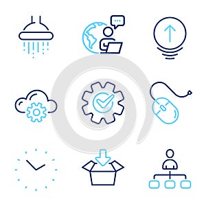 Technology icons set. Included icon as Management, Cloud computing, Computer mouse signs. Vector