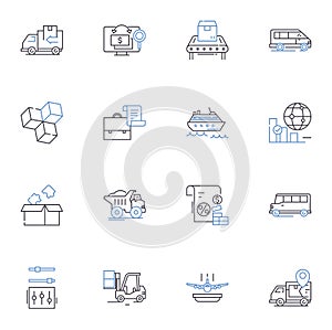 Technology implementation line icons collection. Automation, Integration, Innovation, Digitization, Implementation