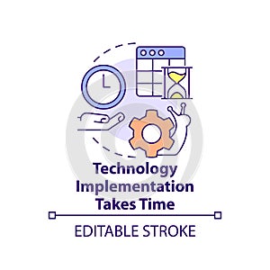 Technology implementation takes time concept icon