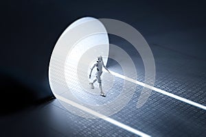 Technology improvement concept with robot move forward