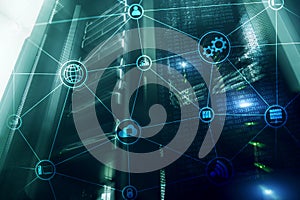 Technology infrastructure cloud computing and communication. Internet concept