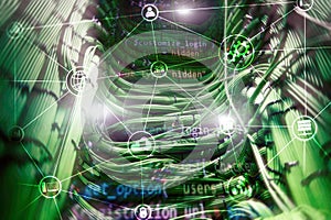 Technology infrastructure cloud computing and communication. Internet concept