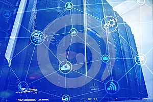 Technology infrastructure cloud computing and communication. Internet concept