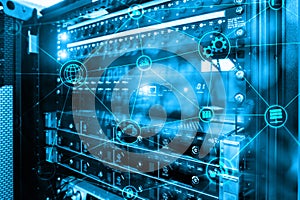 Technology infrastructure cloud computing and communication. Internet concept