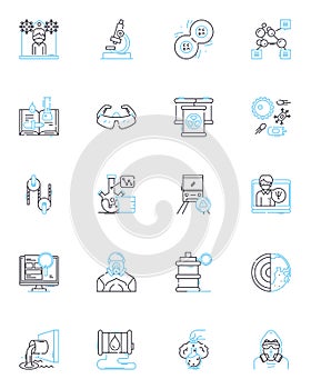 Technology innovation linear icons set. Disruption, Advancement, Progression, Invention, Creativity, Breakthrough, AI photo