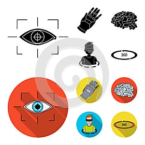 Technology, innovation, man, complemented .Virtual reality set collection icons in black,flat style vector symbol stock