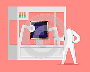 Technology Innovation, Manufacture Concept. Engineer Character Control 3d Printing Process