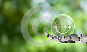 Technology and innovation for sustainable business target concept. Growing sustainability