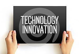 Technology Innovation text on card, concept background