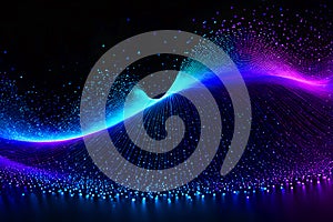 Technology-Inspired Neon Particle Flow Forming Dynamic Wave Pattern