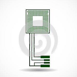 Technology key with circuit board and cpu on white background