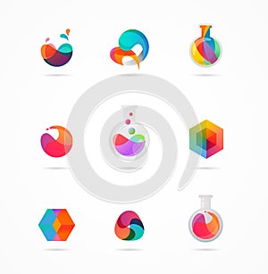 Technology, laboratory, creativity innovation and science abstract icons