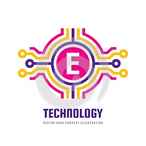 Technology Letter E - vector logo template concept illustration. Abstract creative digital symbol. SEO sign. Search engine.