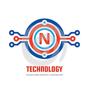 Technology Letter N - vector logo template concept illustration. Abstract creative digital symbol. SEO sign. Search engine