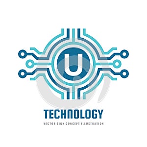 Technology Letter U - vector logo template concept illustration. Abstract creative digital symbol. SEO sign. Search engine optimiz