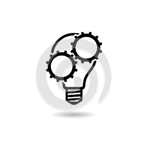 Technology light bulb glyph icon with shadow
