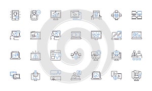 Technology line icons collection. Innovation, Automation, Robotics, Algorithm, Artificial intelligence, Virtualization