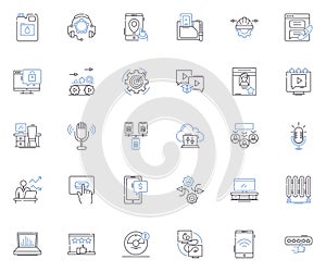 Technology line icons collection. Innovation, Progress, Advancement, Automation, Efficiency, Virtual, Smart vector and