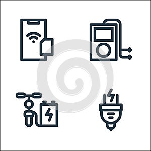 technology line icons. linear set. quality vector line set such as electricity, electricity, mp