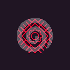 Technology linear icon, chipset and gear
