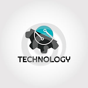 Technology logo design, gear and letter S combination, illustration element