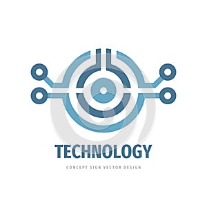 Technology logo. Electronic computer chip sign. Network symbol. Vector illustration. Graphic design.