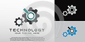 Technology logo with gear concept, illustration element-vector
