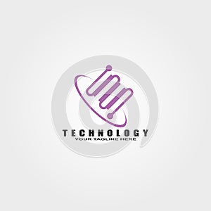 Technology logo template, vector logo for business corporate, connection, tech sign or symbol, element, illustration