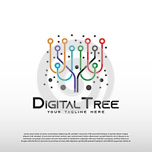 Technology logo with tree concept, technology icon, illustration element-vector