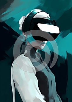 technology man vr futuristic glasses headset digital tech goggles cyber gadget. Generative AI.